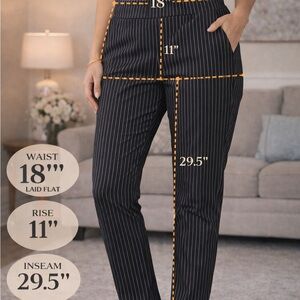 Who What Wear Black Pinstripe Pants Size 14 – High Rise Slim Work Office Pants